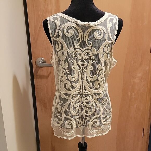 Express ivory lace tank top med - Picture 2 of 11